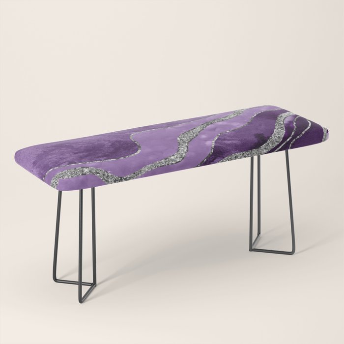 Purple Marble Agate Silver Glitter Glam #1 (Faux Glitter) #decor #art #society6 Bench Gallery Image 1