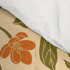 Retro 1970s Floral in Olive Green & Orange Comforter Gallery Image 4