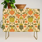 Retro 1970s Floral in Olive Green & Orange Credenza Gallery Image 1