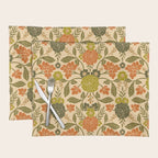 Retro 1970s Floral in Olive Green & Orange Placemat Gallery Image 1