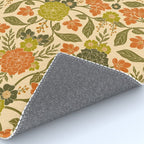 Retro 1970s Floral in Olive Green & Orange Rug Gallery Image 4
