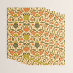 Retro 1970s Floral in Olive Green & Orange Wrapping Paper Gallery Image 3