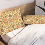 Retro 1970s Floral in Olive Green & Orange Pillow Sham Gallery Image 2