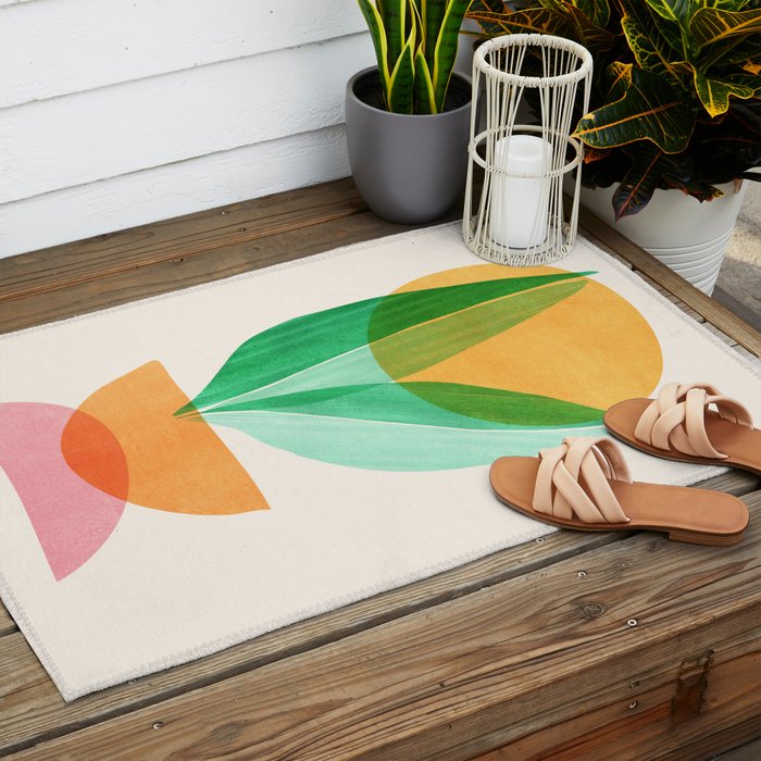 Summer Stack Abstract Plant Illustration Outdoor Rug Gallery Image 2