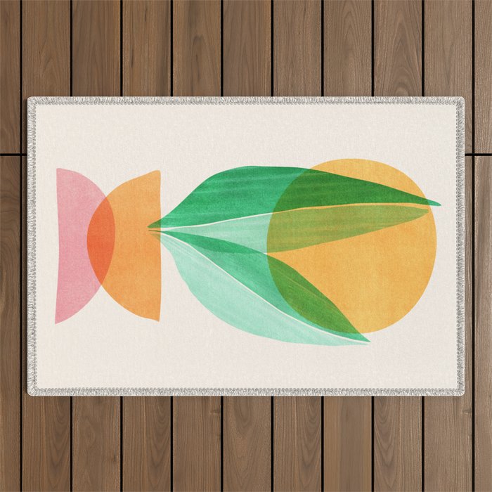Summer Stack Abstract Plant Illustration Outdoor Rug Gallery Image 1