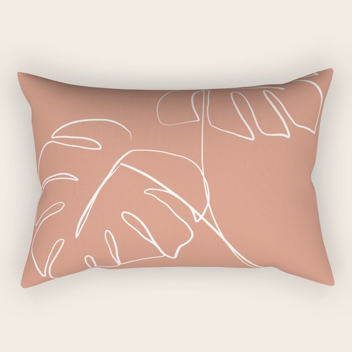 Monstera minimal - earth Rectangular Pillow Gallery Image 1
