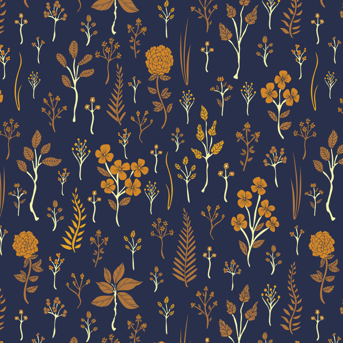 Navy Blue & Mustard Yellow Floral Pattern Coffee Mug Gallery Image 2
