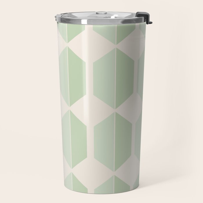 Hexagonal Pattern VI Soft Green Travel Mug Gallery Image 2
