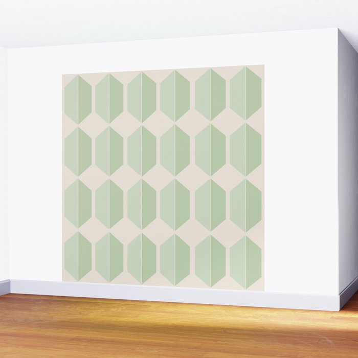 Hexagonal Pattern VI Soft Green Wall Mural Gallery Image 2