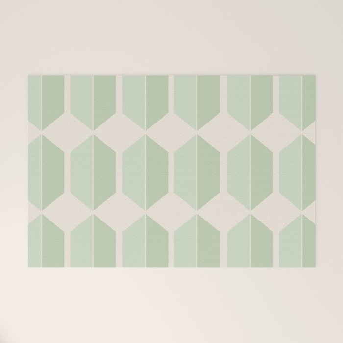 Hexagonal Pattern VI Soft Green Welcome Mat Gallery Image 1