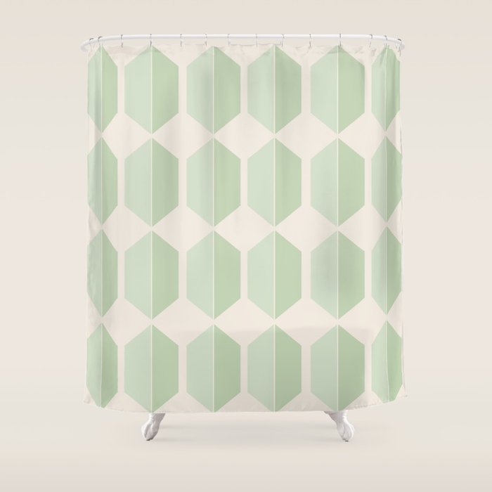 Hexagonal Pattern VI Soft Green Shower Curtain Gallery Image 1