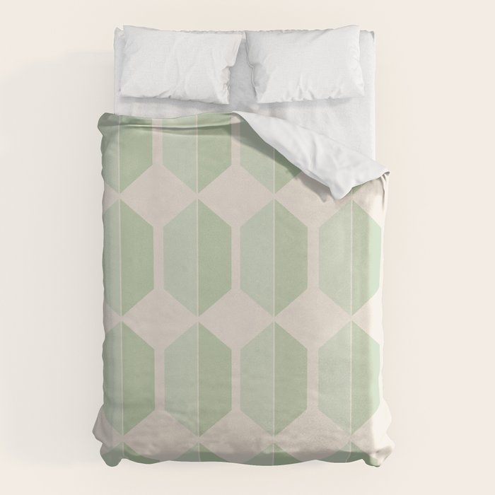 Hexagonal Pattern VI Soft Green Duvet Cover Gallery Image 1