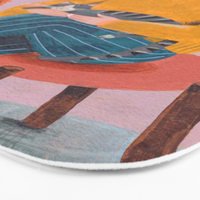 Woman with Cat and Autumn Bouquet Bath Mat Gallery Image 3