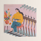 Woman with Cat and Autumn Bouquet Wrapping Paper Gallery Image 3