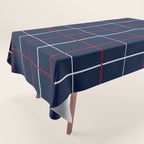 Navy Red White Tattersall Tablecloth Gallery Image 1