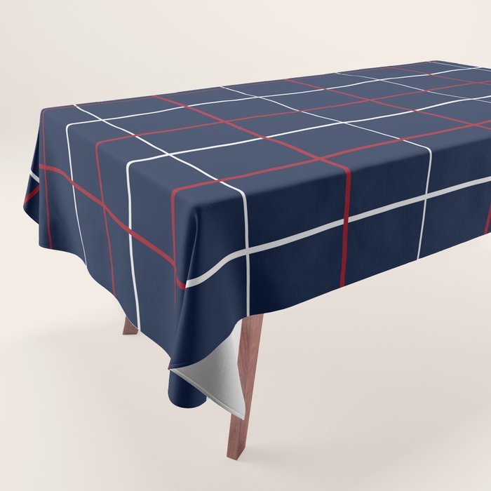 Navy Red White Tattersall Tablecloth Gallery Image 1
