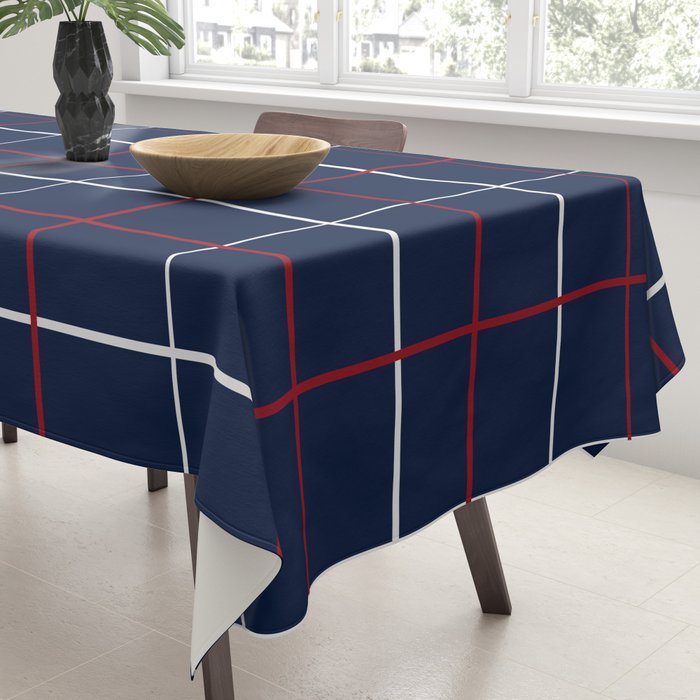 Navy Red White Tattersall Tablecloth Gallery Image 3