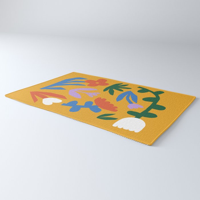 Retro spring flower nature drawing Rug Gallery Image 3