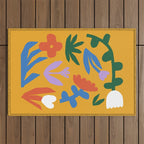 Retro spring flower nature drawing Outdoor Rug Gallery Image 1