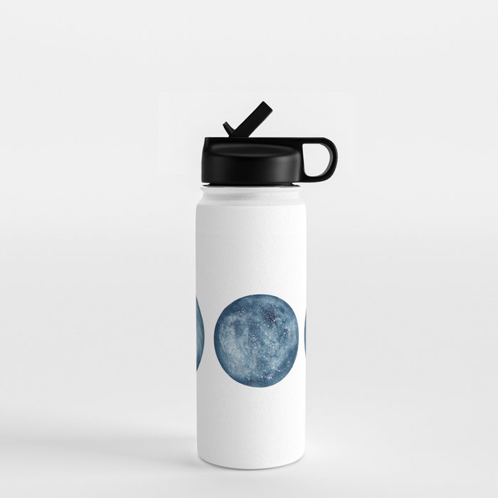 Blue Moon Phases Watercolor Water Bottle Gallery Image 1