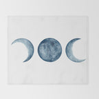 Blue Moon Phases Watercolor Throw Blanket Gallery Image 2