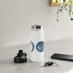 Blue Moon Phases Watercolor Water Bottle Gallery Image 5