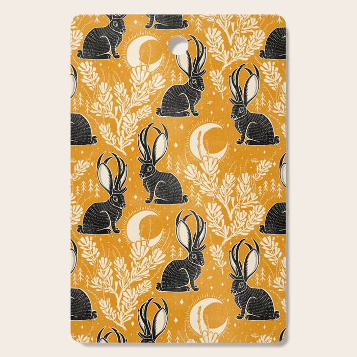 Jackalope - marigold and black  Cutting Board Gallery Image 1