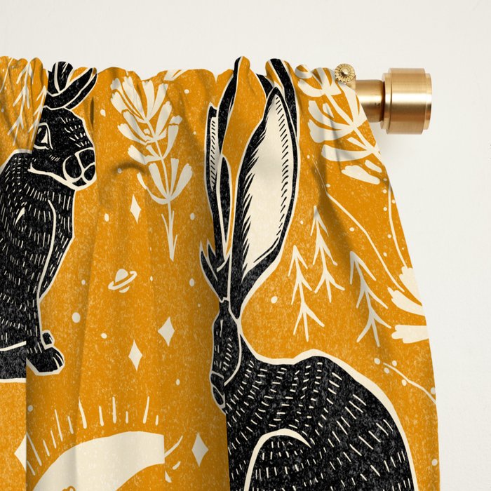 Jackalope - marigold and black  Window Curtain Gallery Image 2