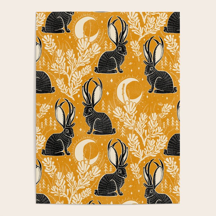 Jackalope - marigold and black  Poster Gallery Image 4