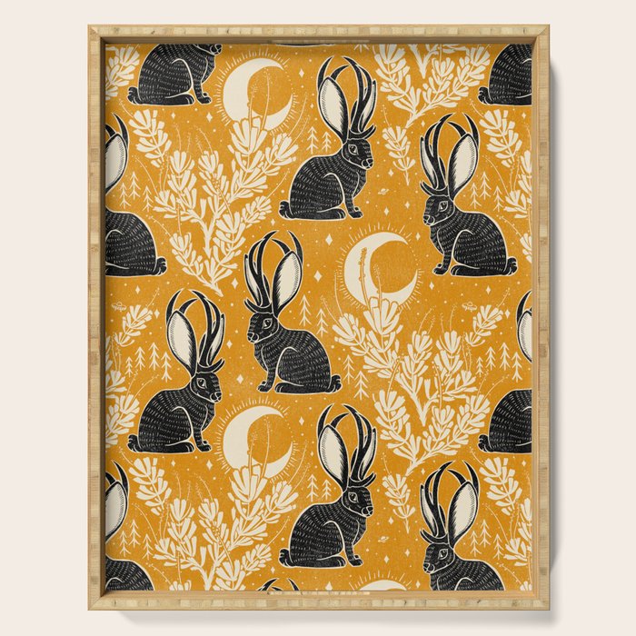 Jackalope - marigold and black  Serving Tray Gallery Image 1