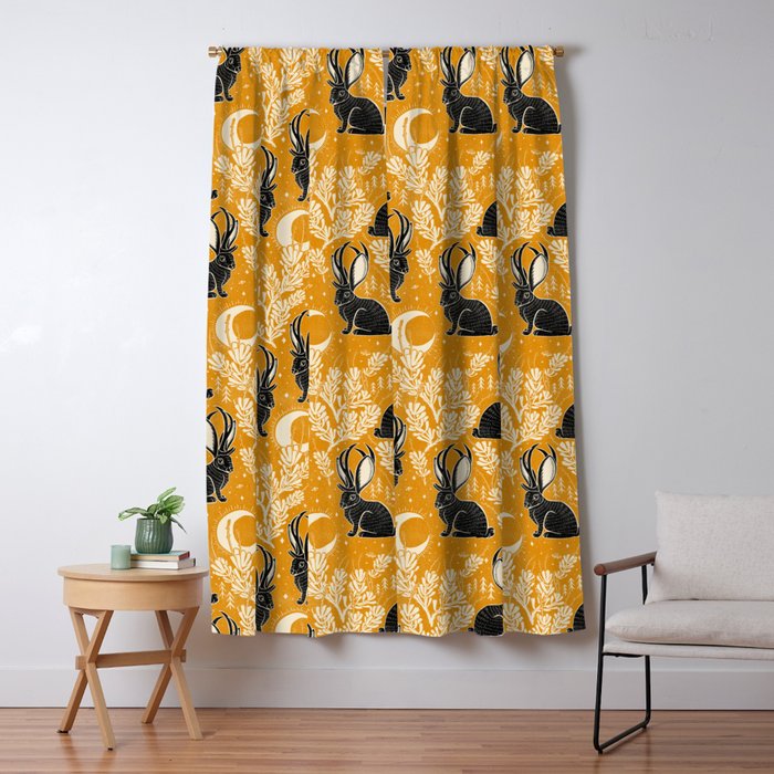 Jackalope - marigold and black  Window Curtain Gallery Image 5
