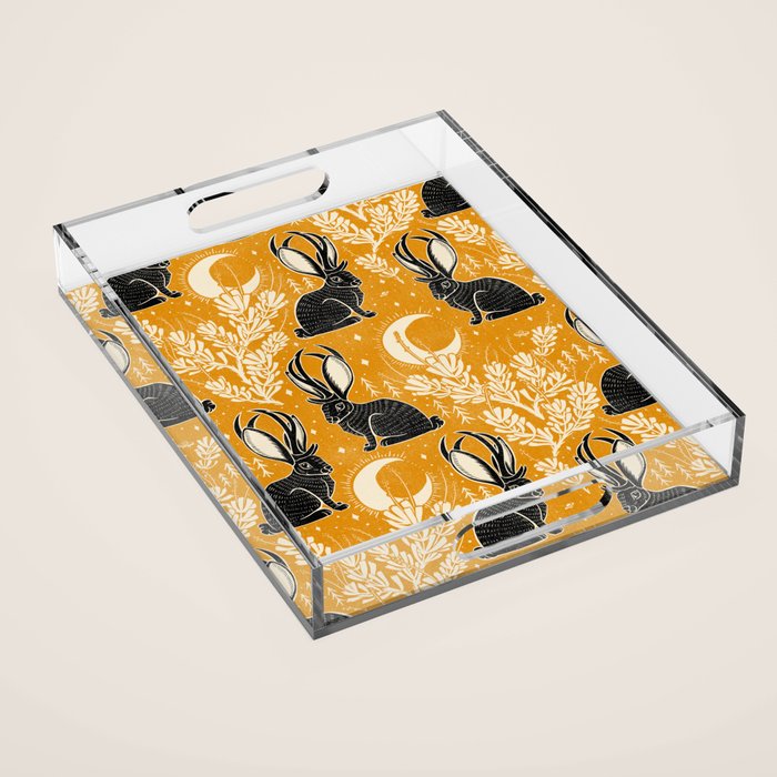 Jackalope - marigold and black  Acrylic Tray Gallery Image 1