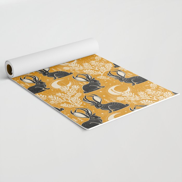 Jackalope - marigold and black  Yoga Mat Gallery Image 2