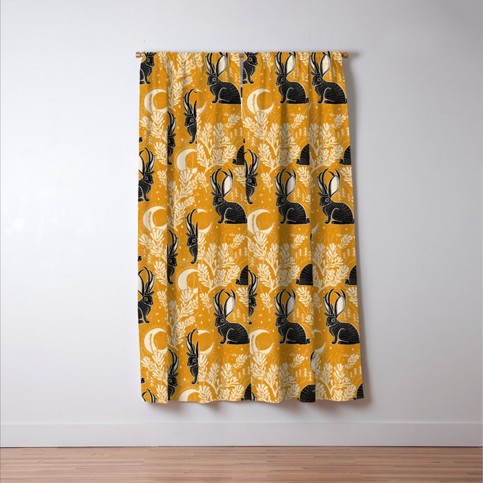 Jackalope - marigold and black  Window Curtain Gallery Image 3