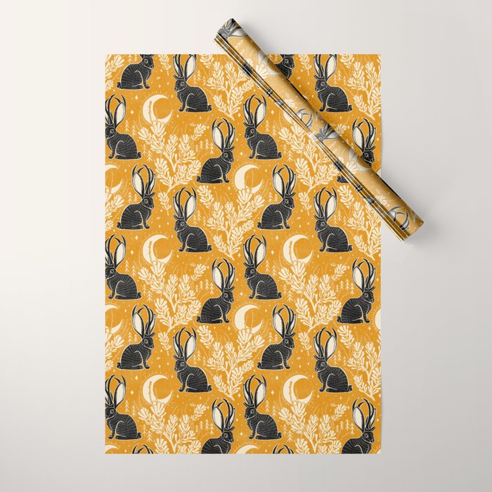 Jackalope - marigold and black  Wrapping Paper Gallery Image 1