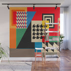 Groovy Modern Abstract Architecture in Geometric Shapes Wall Mural Gallery Image 1