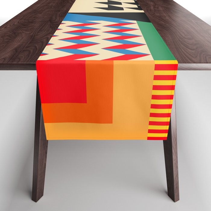 Groovy Modern Abstract Architecture in Geometric Shapes Table Runner