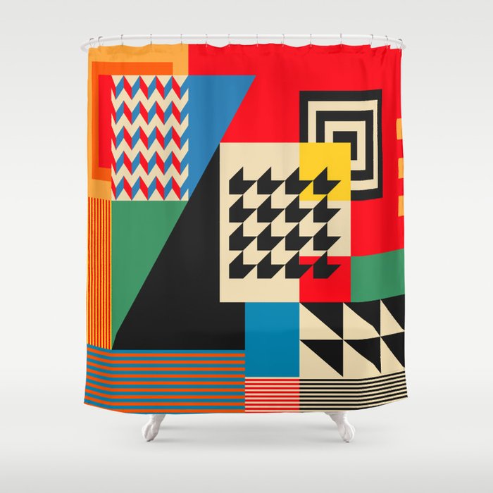 Groovy Modern Abstract Architecture in Geometric Shapes Shower Curtain Gallery Image 1