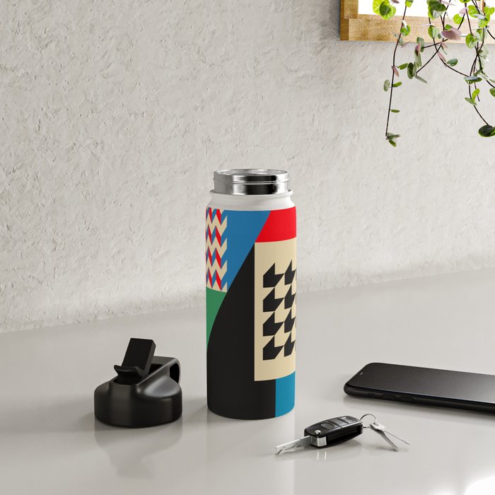 Groovy Modern Abstract Architecture in Geometric Shapes Water Bottle Gallery Image 4