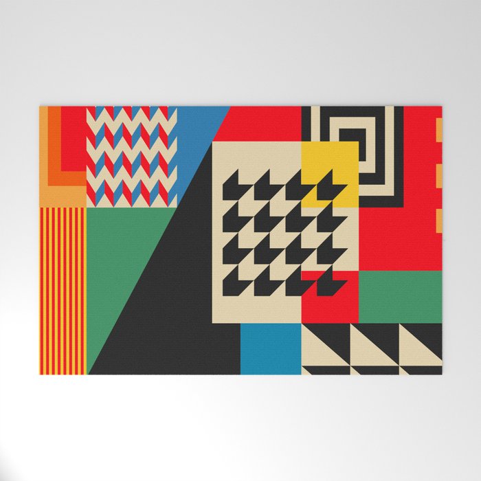 Groovy Modern Abstract Architecture in Geometric Shapes Welcome Mat Gallery Image 1