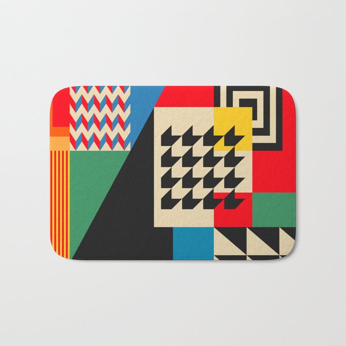 Groovy Modern Abstract Architecture in Geometric Shapes Bath Mat Gallery Image 1