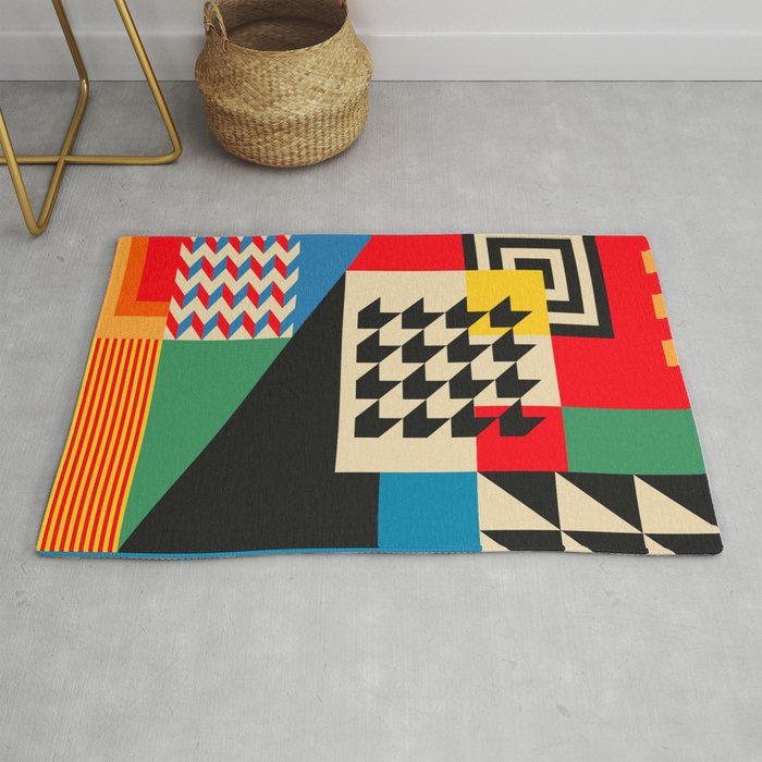 Groovy Modern Abstract Architecture in Geometric Shapes Rug Gallery Image 1