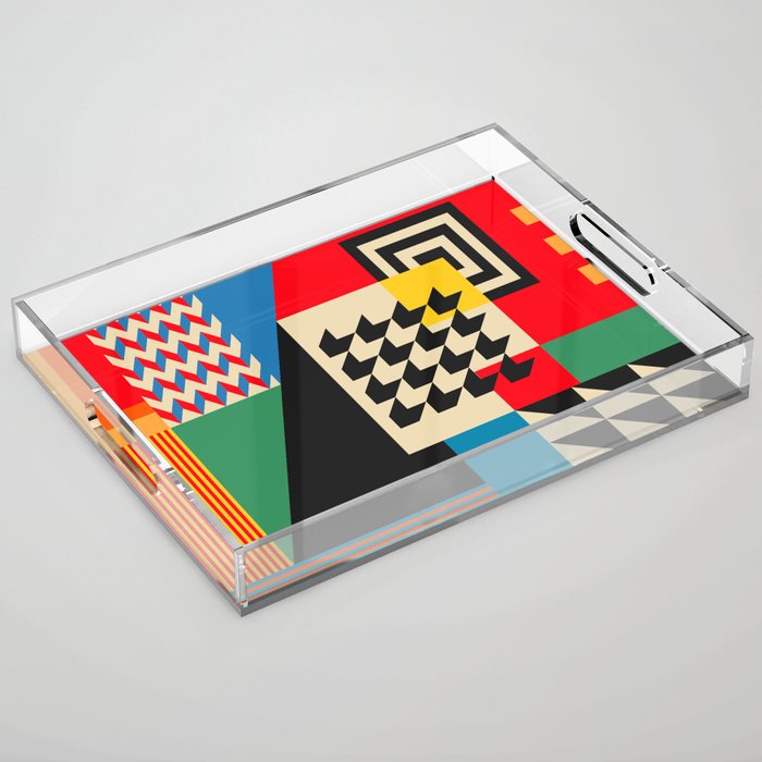 Groovy Modern Abstract Architecture in Geometric Shapes Acrylic Tray Gallery Image 1