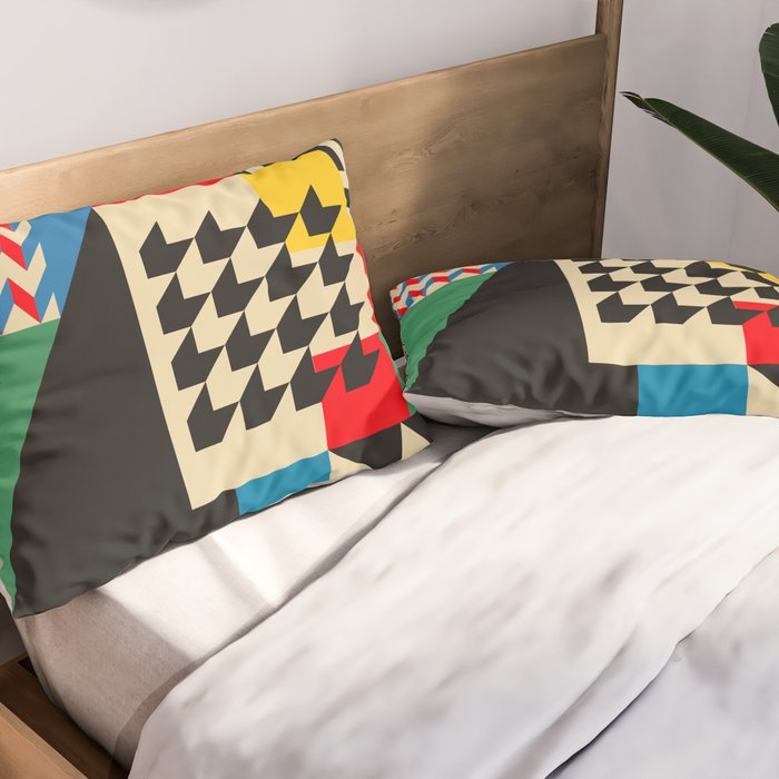 Groovy Modern Abstract Architecture in Geometric Shapes Pillow Sham Gallery Image 2