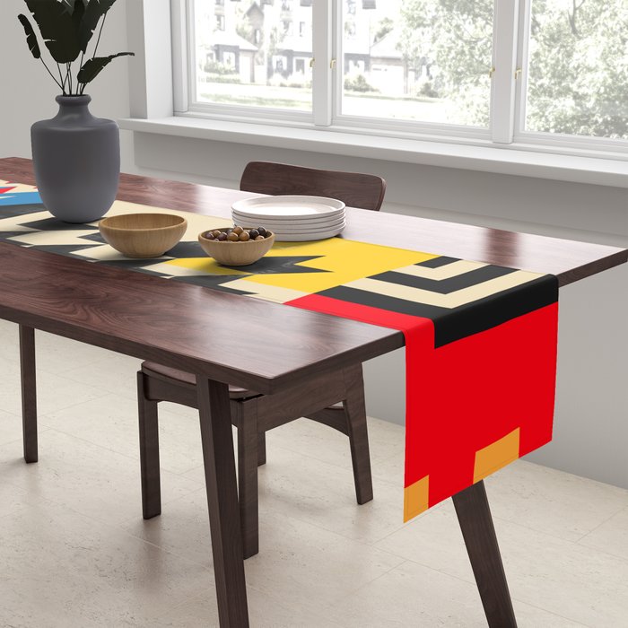 Groovy Modern Abstract Architecture in Geometric Shapes Table Runner Gallery Image 2