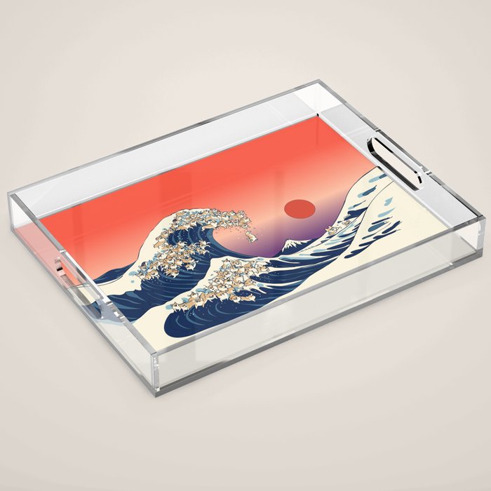 The Great Wave of Corgis Acrylic Tray Gallery Image 1