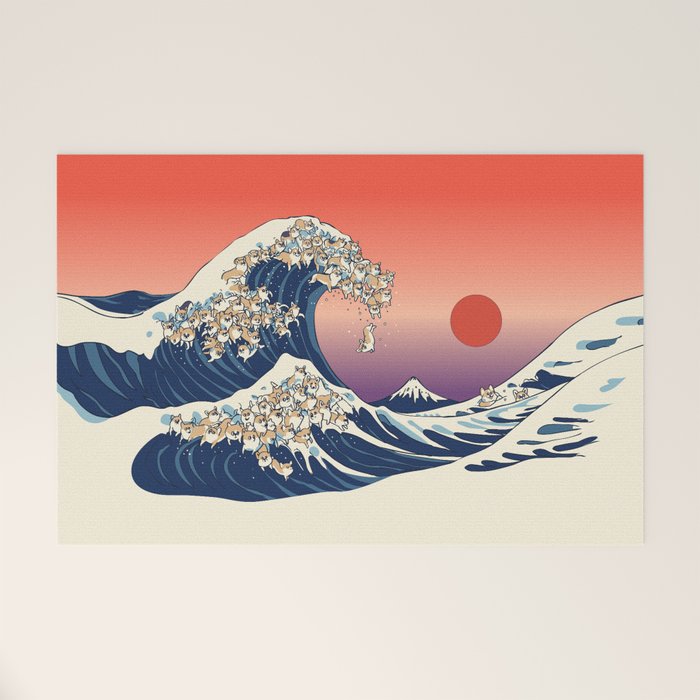 The Great Wave of Corgis Welcome Mat Gallery Image 1