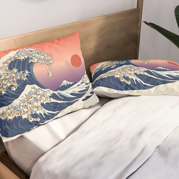 The Great Wave of Corgis Pillow Sham Gallery Image 2