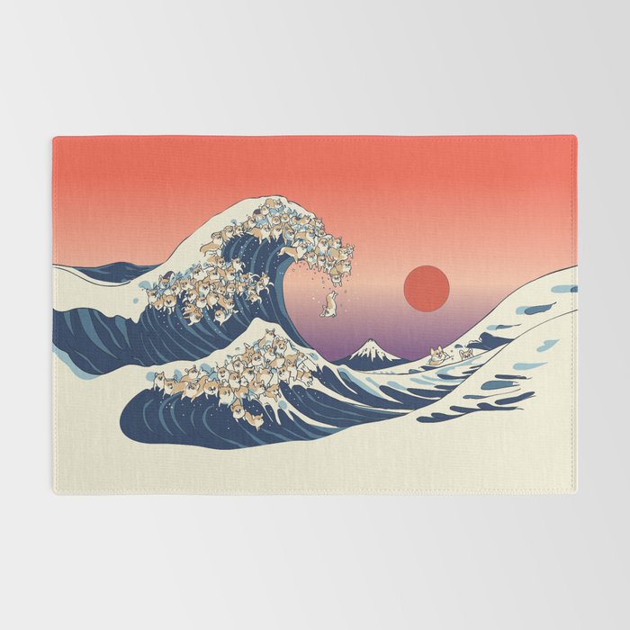 The Great Wave of Corgis Rug Gallery Image 2