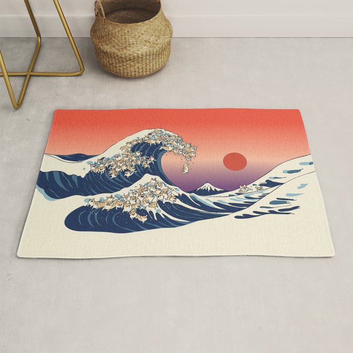 The Great Wave of Corgis Rug Gallery Image 1